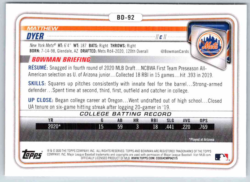 2020 Bowman Draft Daniel Cabrera