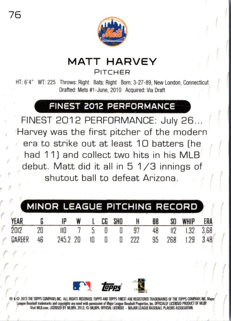 2013 Finest Matt Harvey