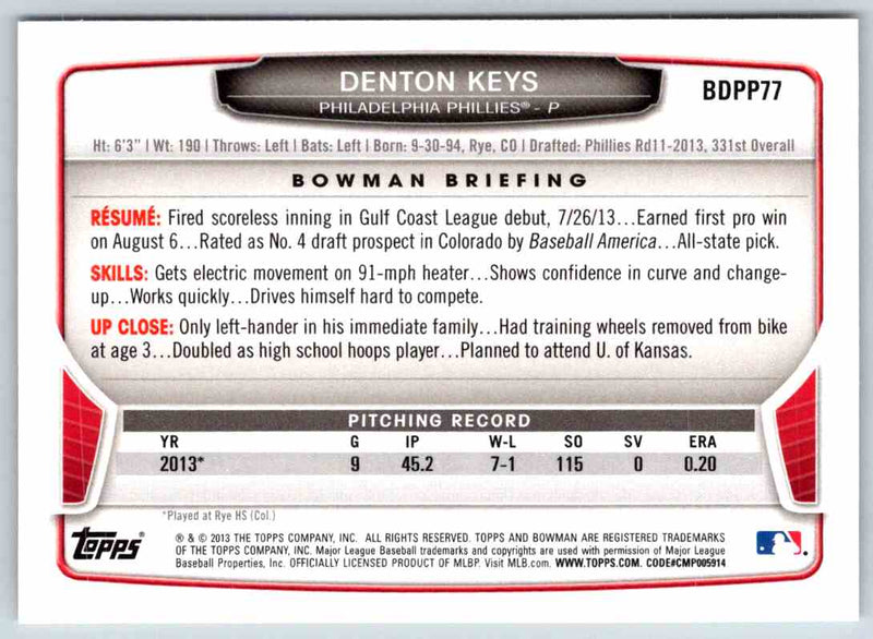 2013 Bowman Denton Keys