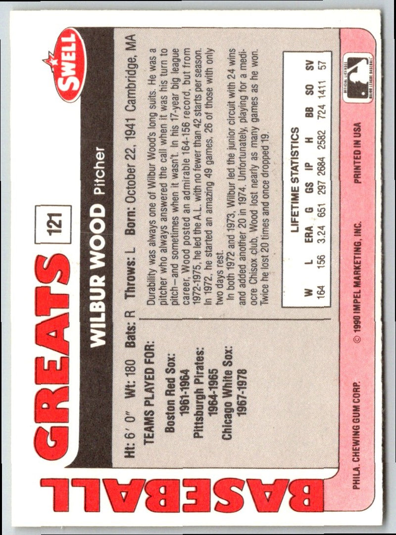 1991 Swell Baseball Greats Wilbur Wood