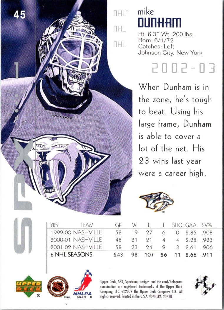 2002 SPx Mike Dunham