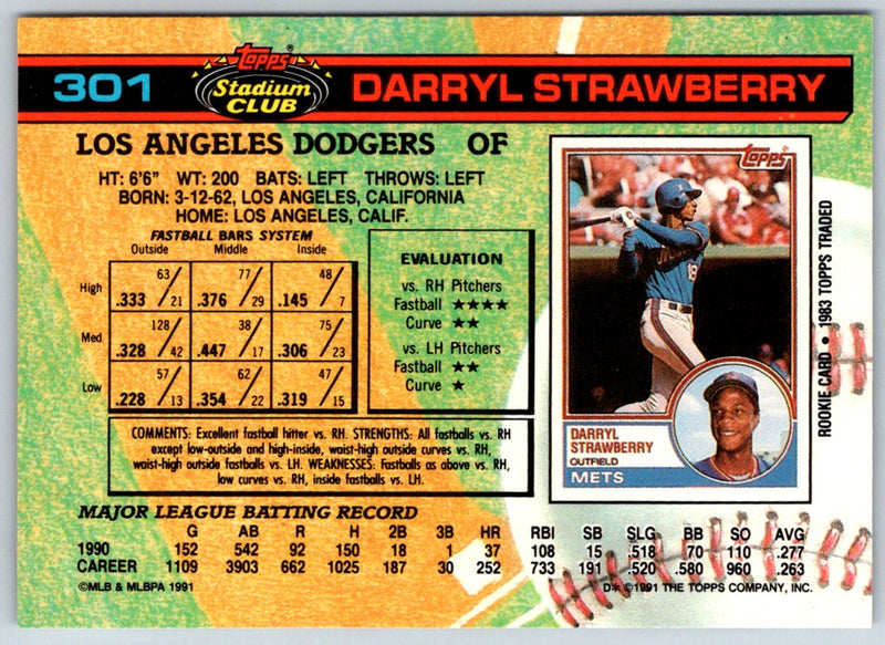 1991 Stadium Club Darryl Strawberry