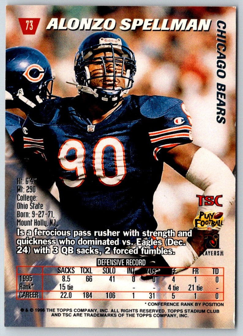 1996 Stadium Club Alonzo Spellman
