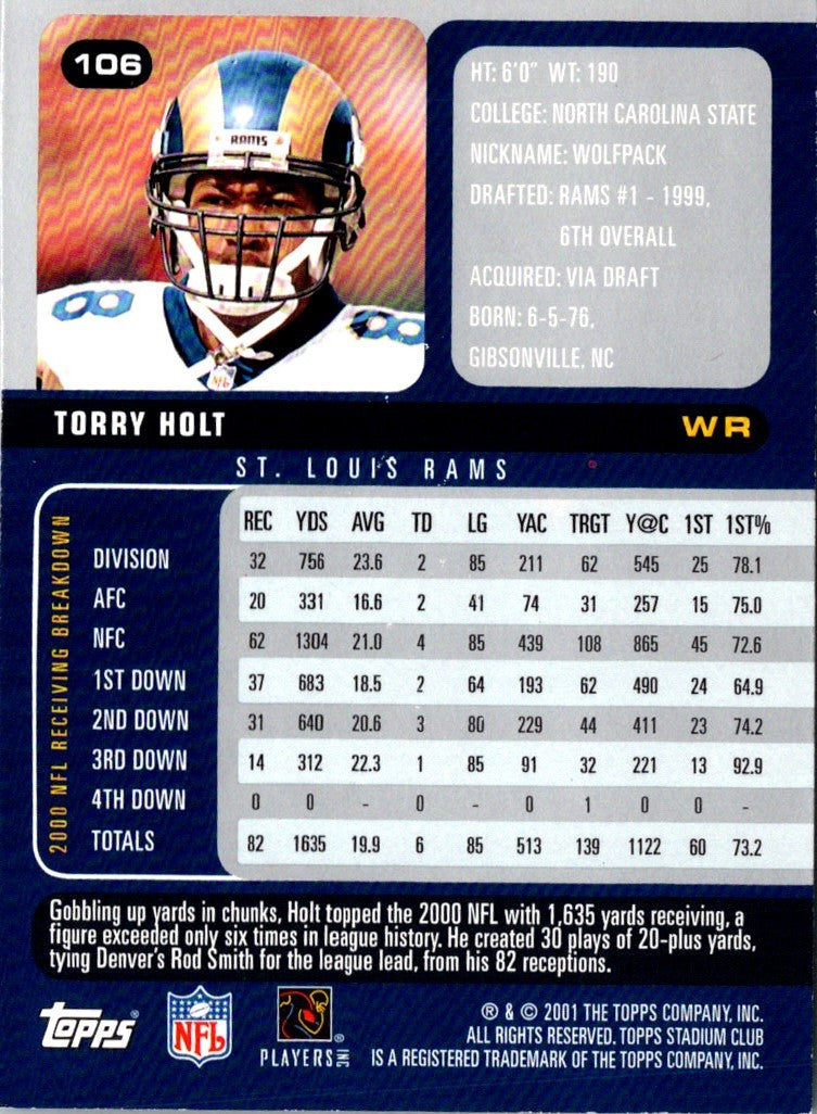 2001 Stadium Club Torry Holt