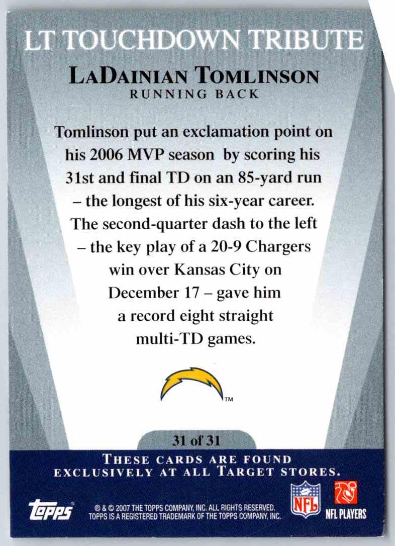 2011 Topps Football Ladainian Tomlinson