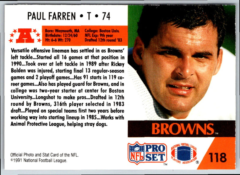 1991 Pro Set Paul Farren