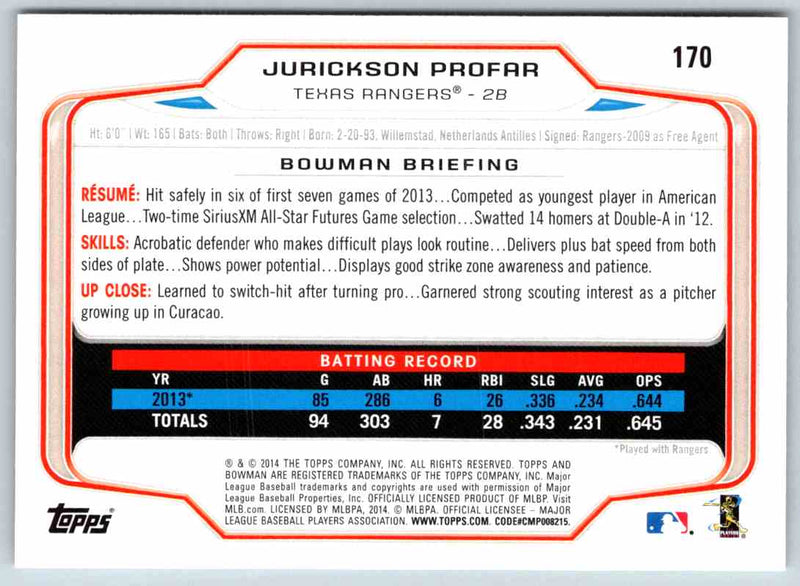 2014 Bowman Jurickson Profar