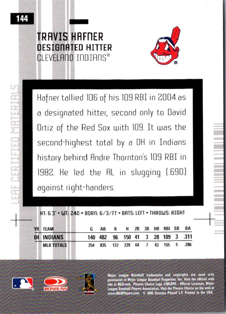 2005 Leaf Certified Materials Travis Hafner