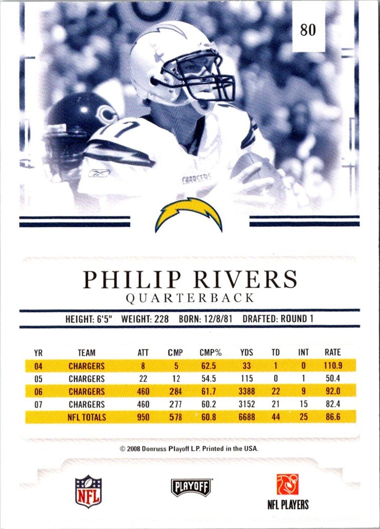 2008 Playoff Prestige Philip Rivers