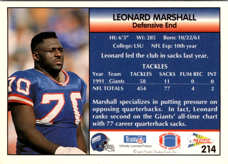1992 Pacific Leonard Marshall