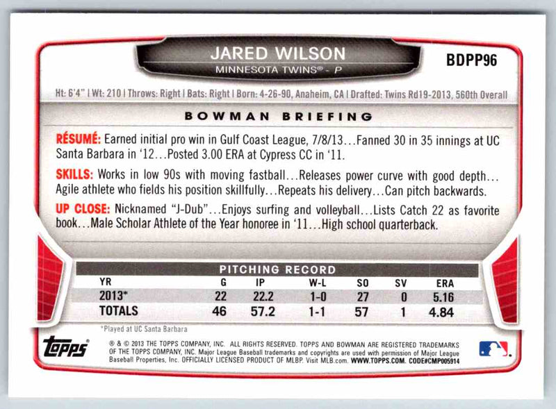 2013 Bowman Jared Wilson