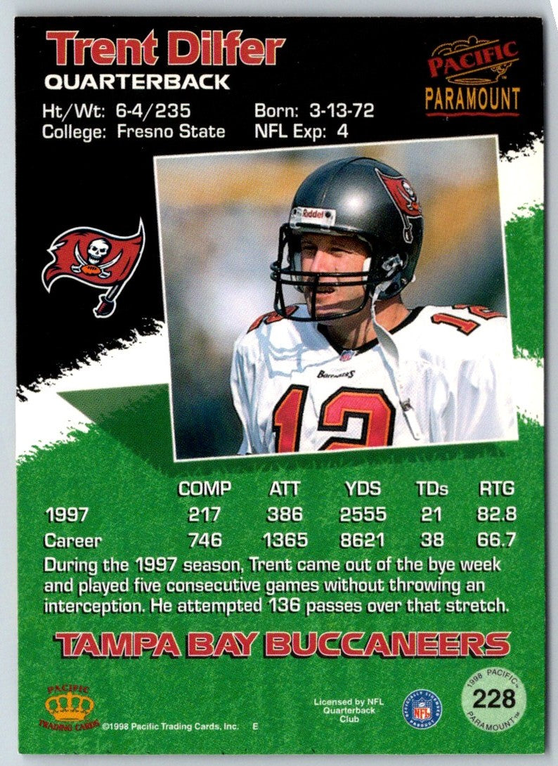 1998 Pacific Paramount Trent Dilfer