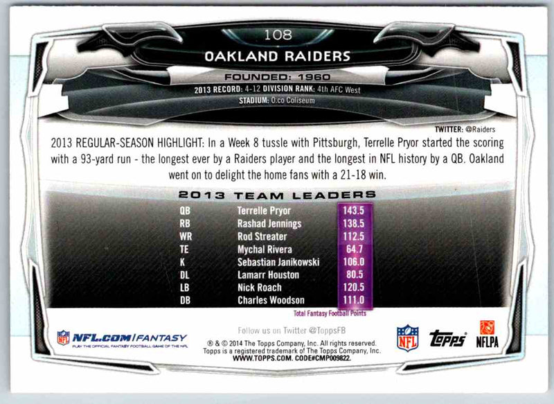 2014 Topps Oakland Raiders