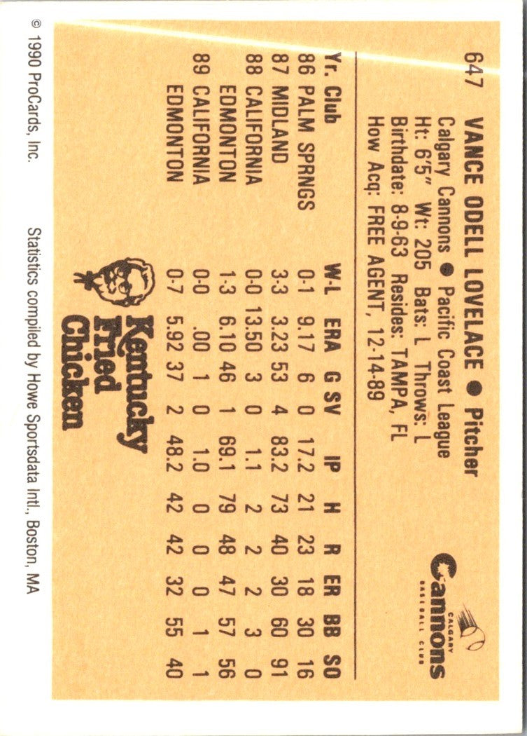 1990 ProCards Vance Lovelace