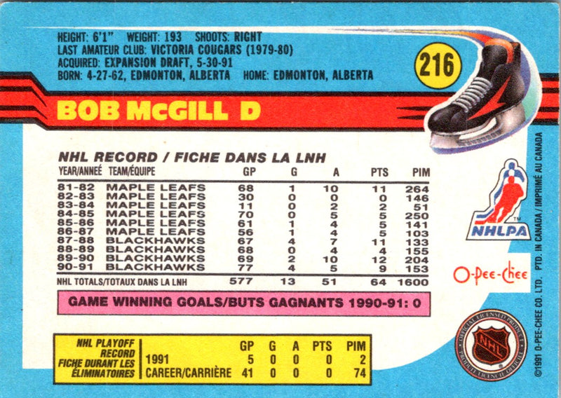 1991 O-Pee-Chee Bob McGill