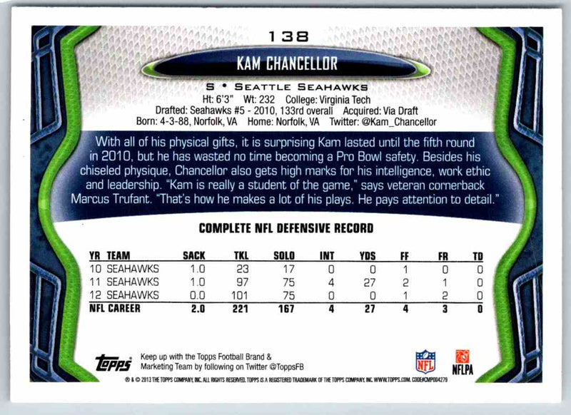 2013 Topps Kam Chancellor