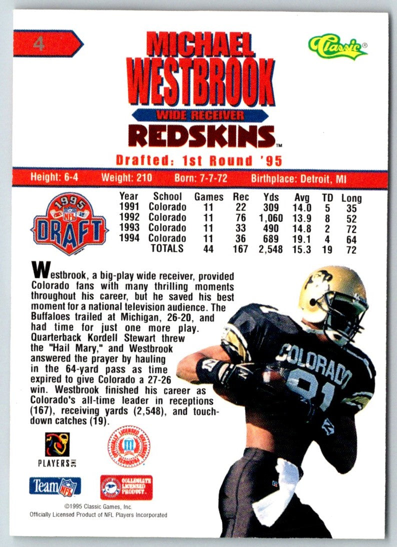 1995 Classic NFL Rookies Michael Westbrook