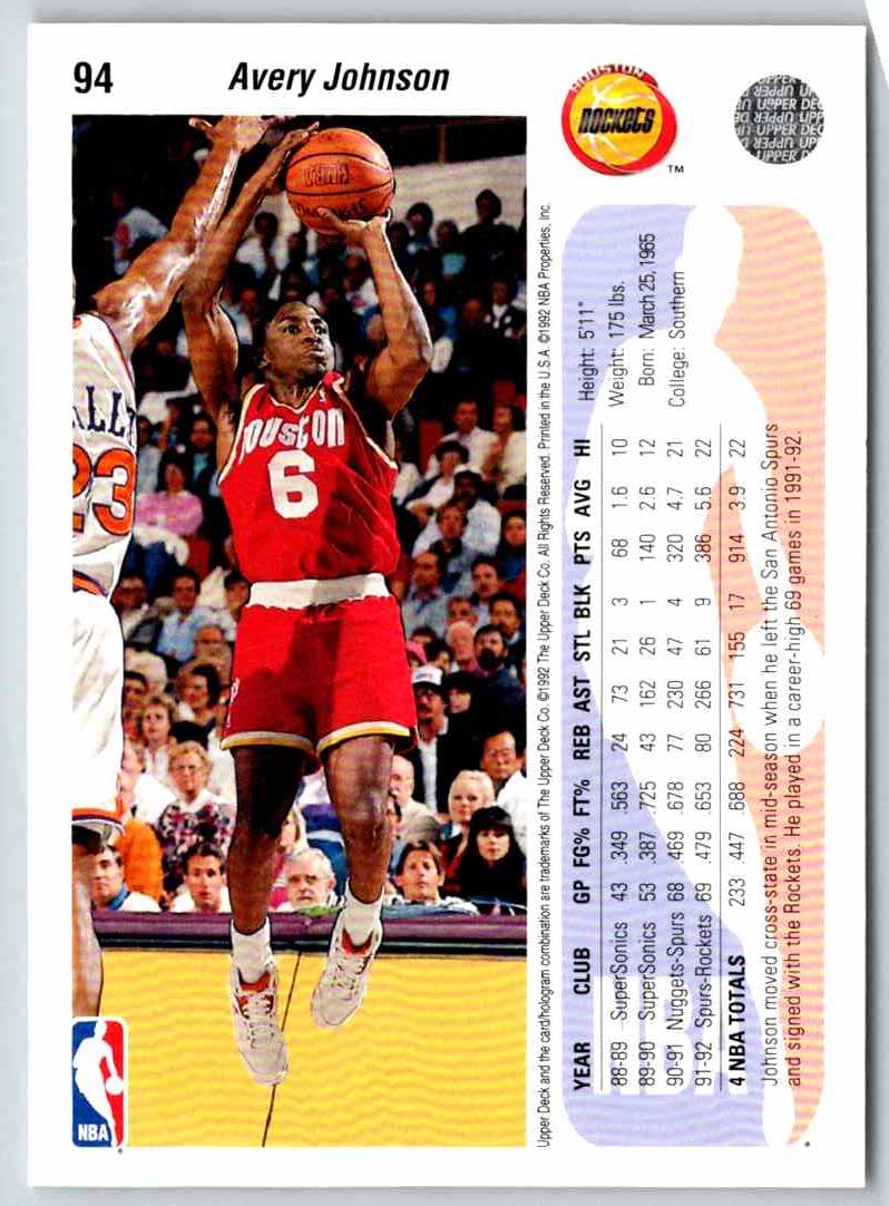 1994 Upper Deck Avery Johnson