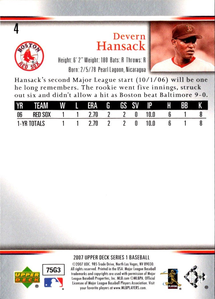 2007 Upper Deck Devern Hansack