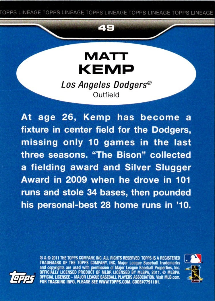 2011 Topps Lineage Matt Kemp