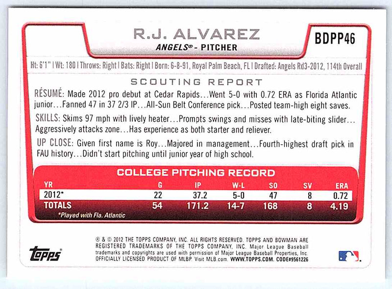 2012 Bowman R.J. Alvarez