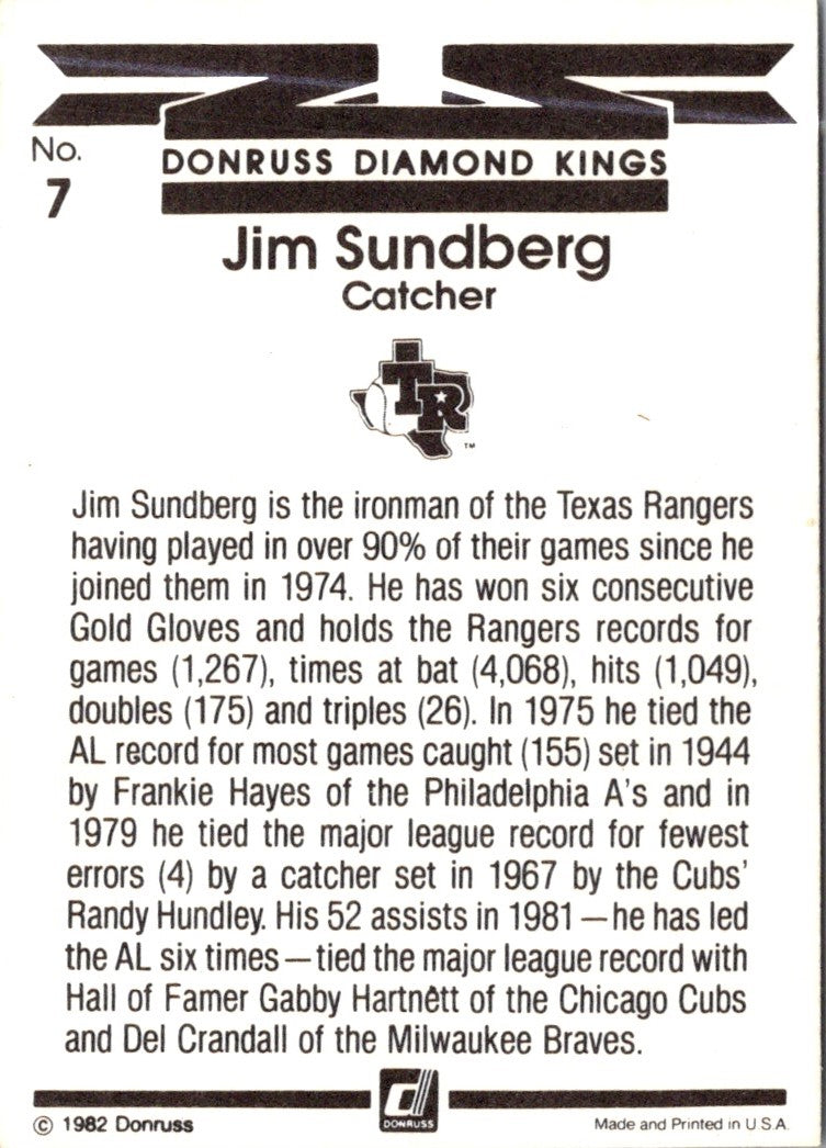 1983 Donruss Jim Sundberg