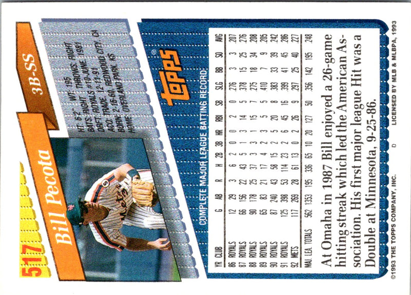 1993 Topps Bill Pecota