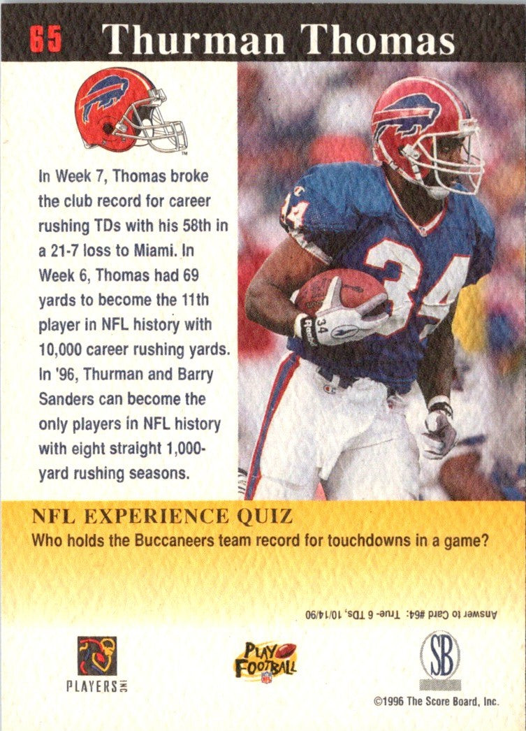 1997 Score Board NFL Experience Thurman Thomas