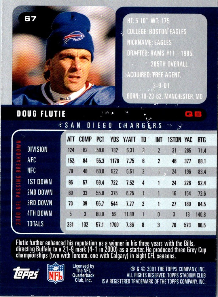 2001 Stadium Club Doug Flutie