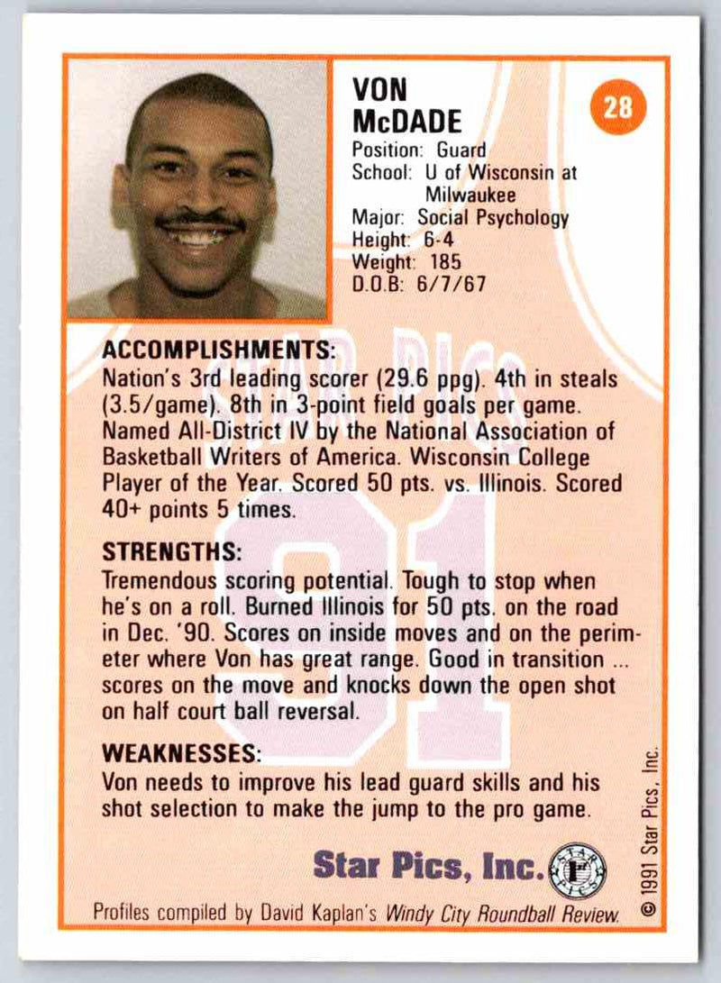 1991 Star Pics Von Mcdade