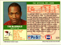 1989 Pro Set Tim McDonald #329 Rookie
