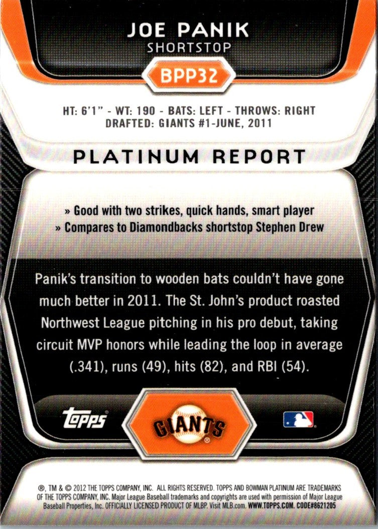 2012 Bowman Platinum Prospects Joe Panik