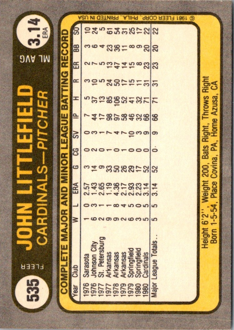 1981 Fleer John Littlefield