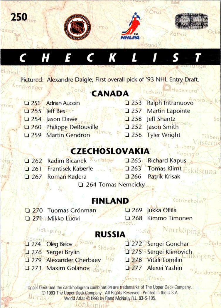 1993 Upper Deck World Junior Championships Checklist