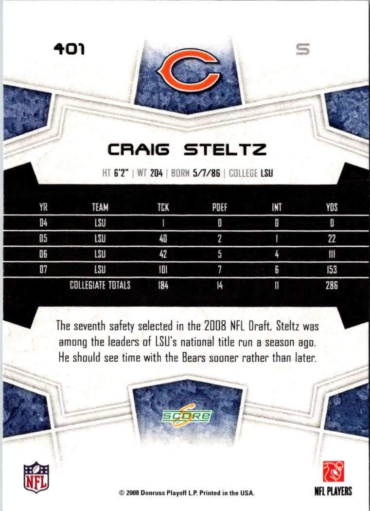 2008 Score Super Bowl XLIII Craig Steltz