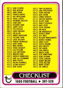 1980 Topps Checklist 397-528