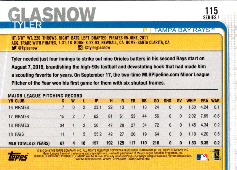 2019 Topps Tyler Glasnow