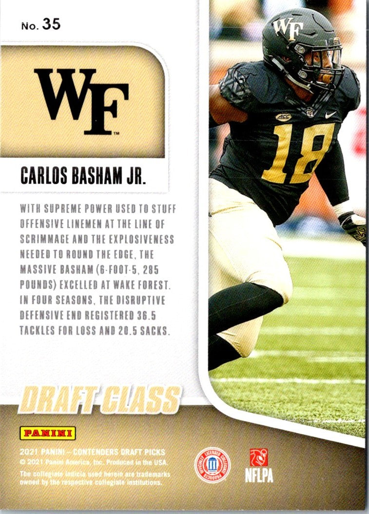 2021 Panini Contenders Draft Picks Class Carlos Basham Jr.