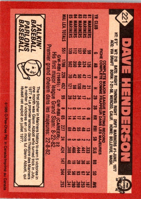 1986 O-Pee-Chee Dave Henderson #221