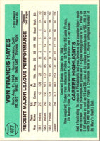 1984 Donruss Von Hayes #477