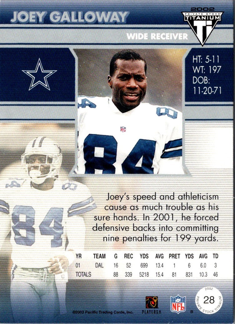 2002 Pacific Private Stock Titanium Joey Galloway