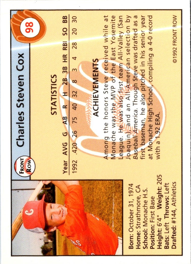 1992 Front Row Draft Picks Steve Cox