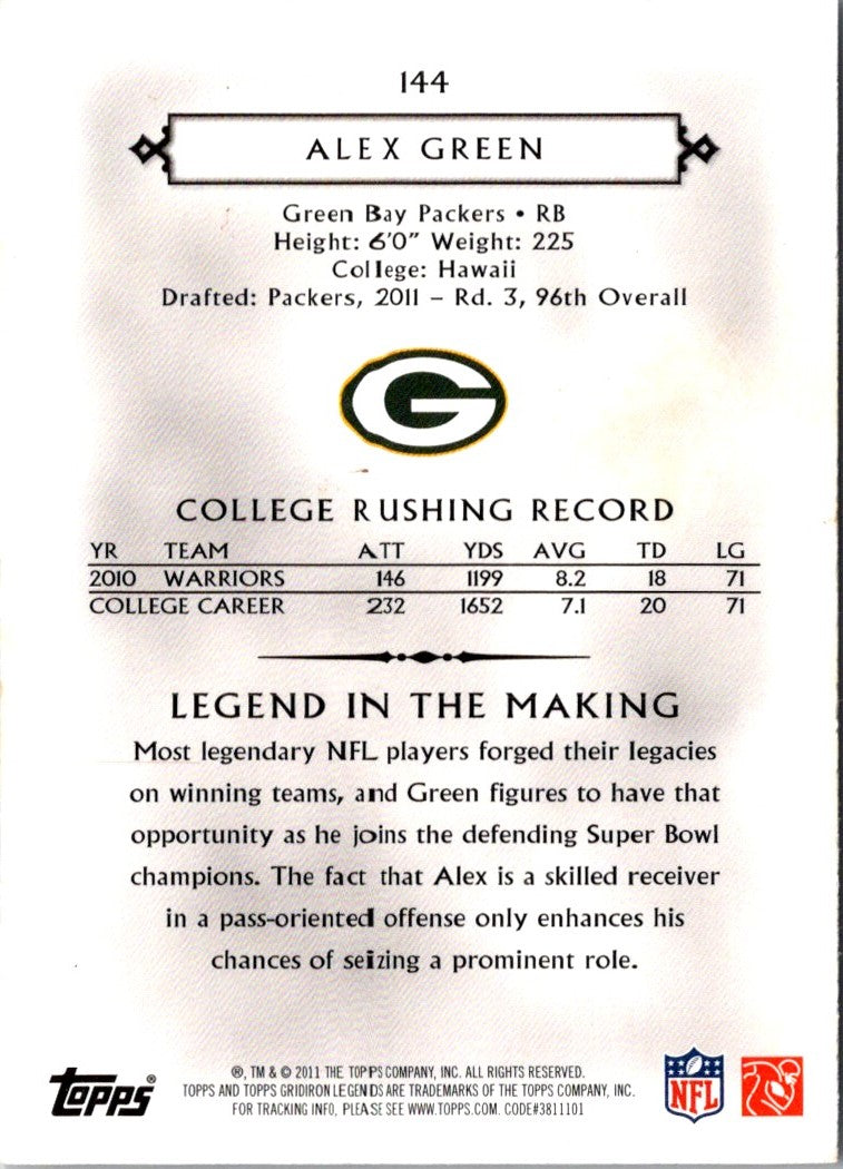 2011 Topps Gridiron Legends Alex Green