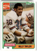 1981 Topps Coca-Cola New York Giants Billy Taylor