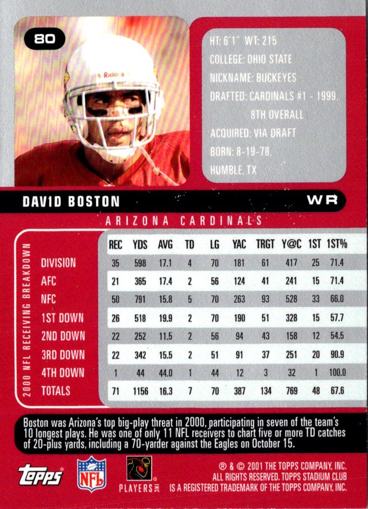 2001 Stadium Club David Boston