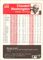 1985 Fleer Claudell Washington #342