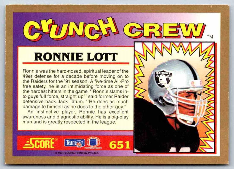 1991 Score Ronnie Lott