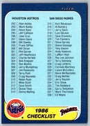 1986 Fleer Checklist: Astros/Padres/Red Sox/Cubs