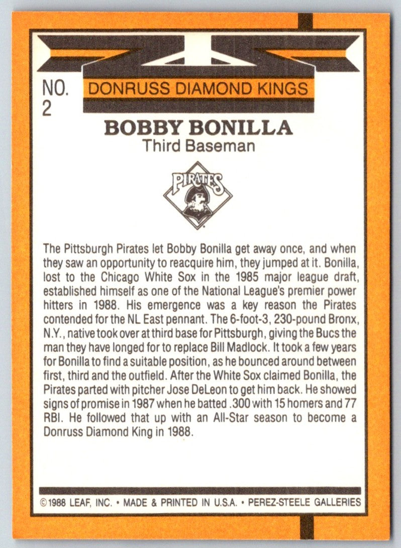 1989 Donruss Diamond  Kings Bobby Bonilla