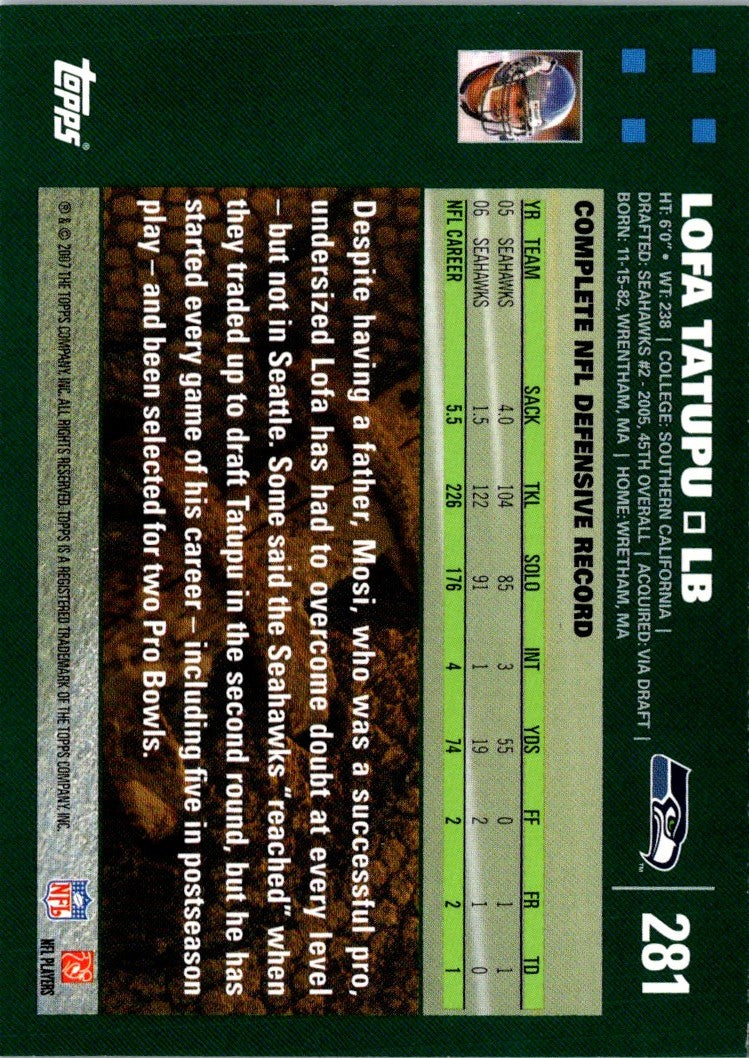 2007 Topps Lofa Tatupu